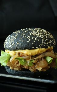 Preview wallpaper burger, hamburger, black burger, juicy