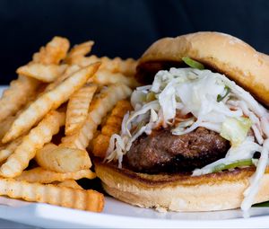 Preview wallpaper burger, hamburger, fast food, french fries