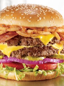 Preview wallpaper burger, meat, chicken, cheese, bun