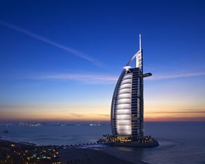 Preview wallpaper burj al arab hotel, dubai, uae, sky, sea