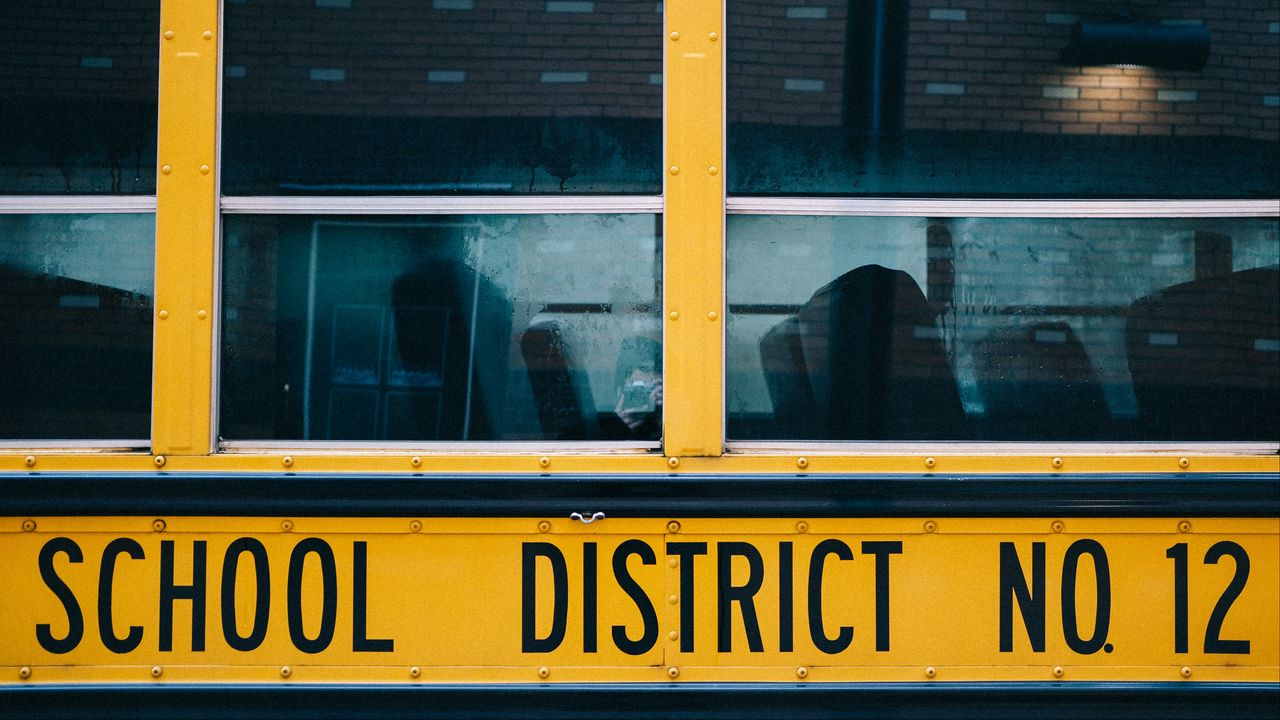 Wallpaper bus, inscription, yellow, words