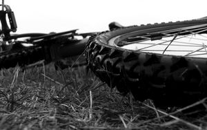 Preview wallpaper bus, spikes, wheel, bicycle, black and white