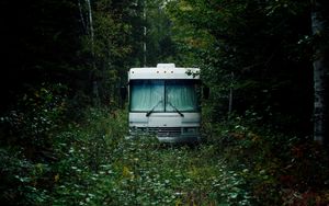 Preview wallpaper bus, white, forest, nature