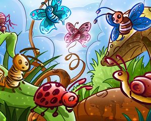 Preview wallpaper butterflies, beetles, fairy tale, insects, spider