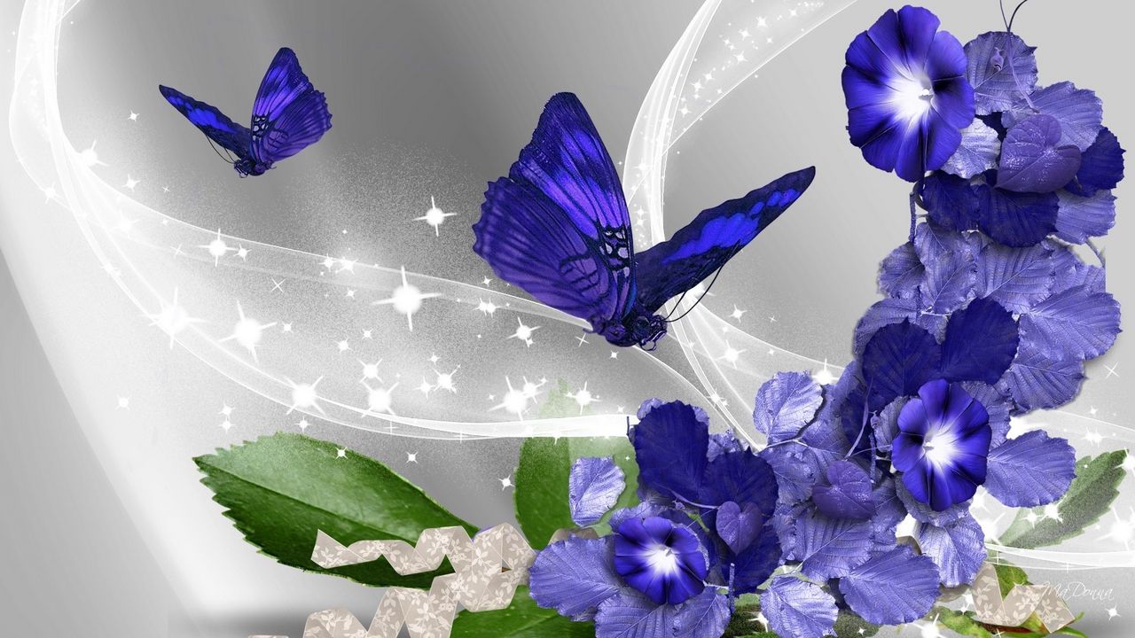 Wallpaper butterflies, flowers, flying, abstract, colorful
