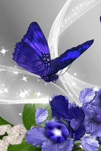 Preview wallpaper butterflies, flowers, flying, abstract, colorful