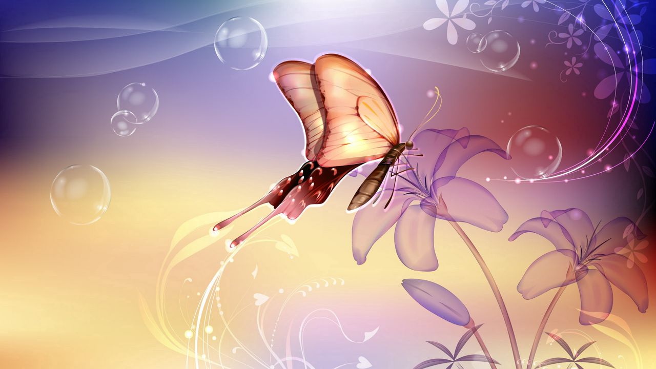 Wallpaper butterflies, flowers, flying, abstract, patterns