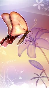 Preview wallpaper butterflies, flowers, flying, abstract, patterns