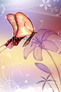 Preview wallpaper butterflies, flowers, flying, abstract, patterns