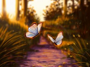 Preview wallpaper butterflies, glare, light, art