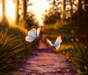 Preview wallpaper butterflies, glare, light, art