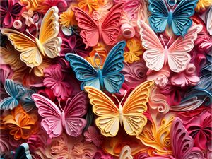 Preview wallpaper butterflies, relief, pink, lines, layers