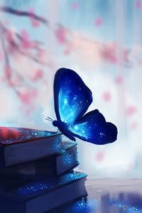 Preview wallpaper butterfly, books, art, glare, magic