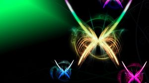 Preview wallpaper butterfly, colorful, rainbow, flying, light, shadow