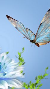 Preview wallpaper butterfly, flower, flying, close-up