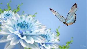 Preview wallpaper butterfly, flower, flying, close-up