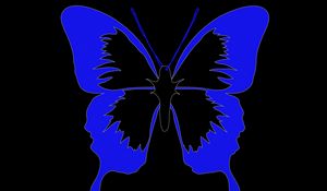 Preview wallpaper butterfly, minimalism, black, blue