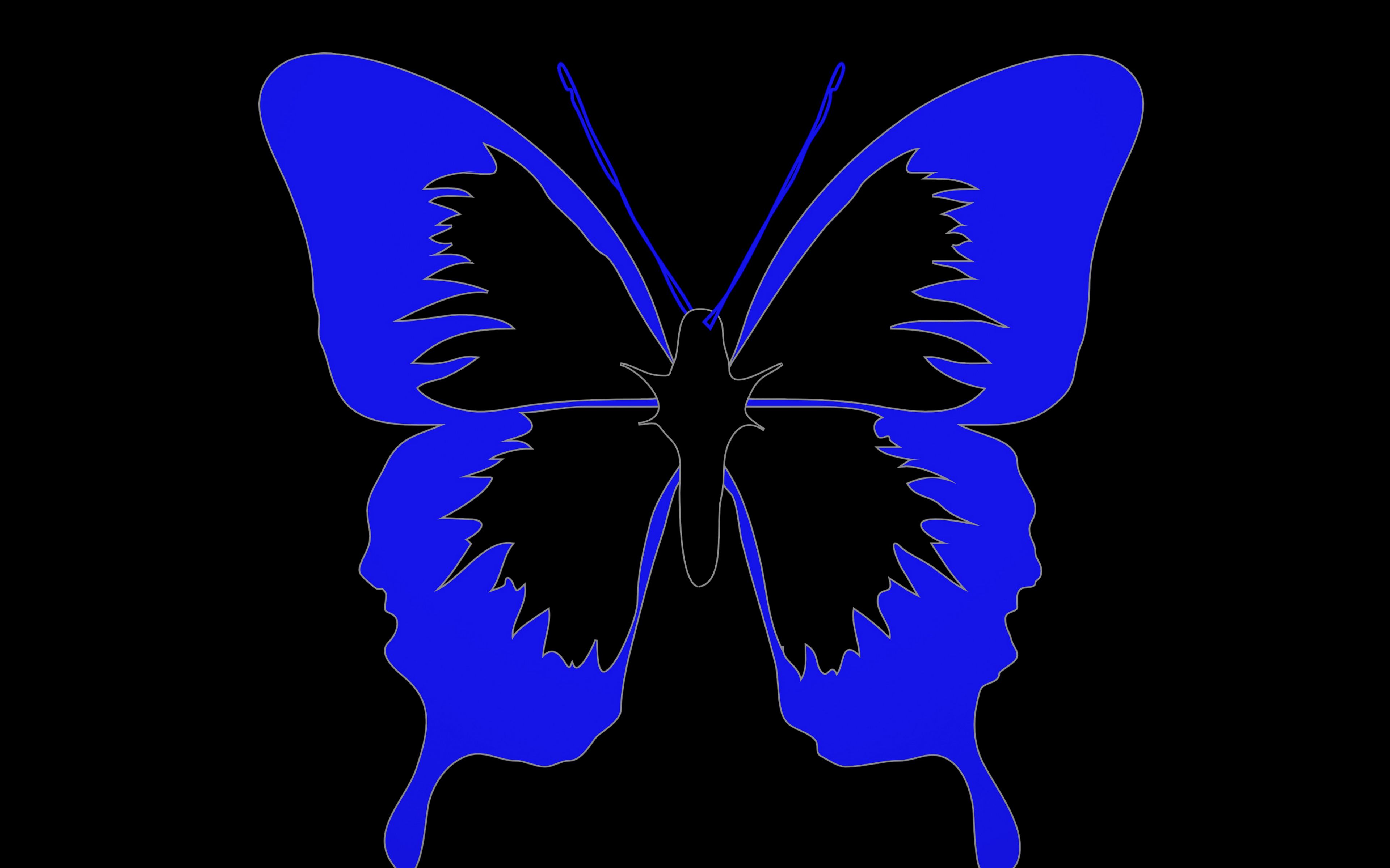 Download wallpaper 3840x2400 butterfly, minimalism, black, blue 4k ultra hd  16:10 hd background