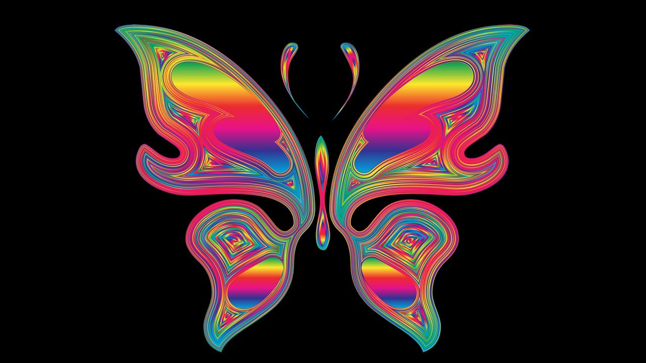 Wallpaper butterfly, shine, multicolored, chromatic, prismatic