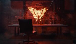 Preview wallpaper butterfly, table, chair, dark, art