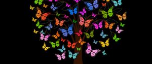 Preview wallpaper butterfly, tree, patterns, colorful