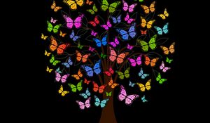 Preview wallpaper butterfly, tree, patterns, colorful