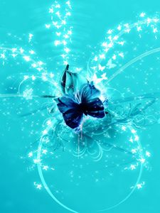 Preview wallpaper butterfly, wings, flutter, shine, rays