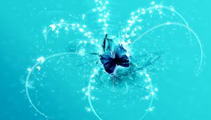 Preview wallpaper butterfly, wings, flutter, shine, rays