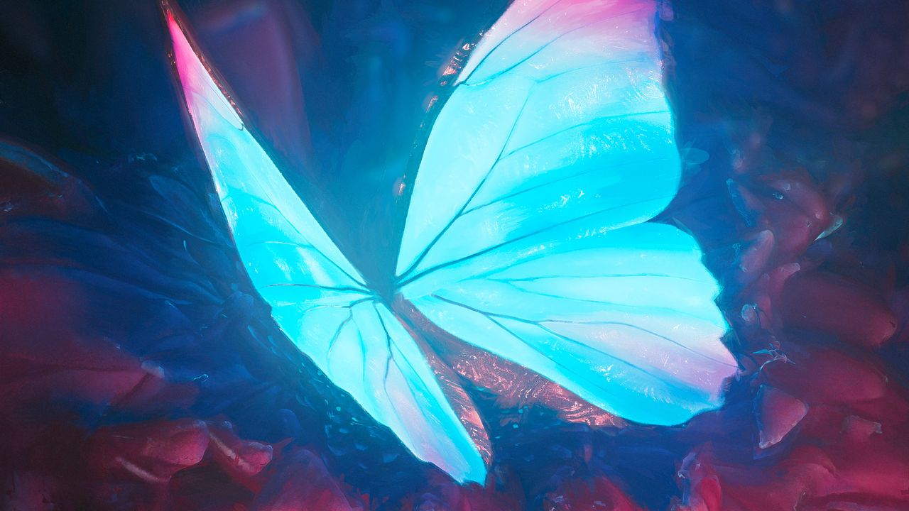 Wallpaper butterfly, wings, glow, art