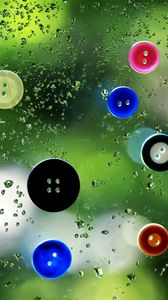 Preview wallpaper buttons, colorful, wet, surface