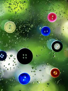 Preview wallpaper buttons, colorful, wet, surface