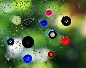 Preview wallpaper buttons, colorful, wet, surface