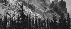 Preview wallpaper bw, mountains, rocks, snow