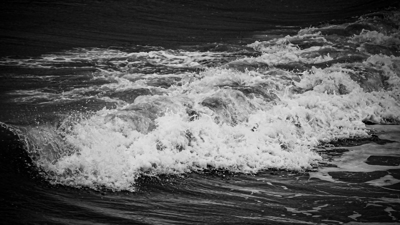 Wallpaper bw, waves, foam, tide