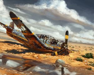 Preview wallpaper by real sonkes, crash, aviation, art, desert, plane