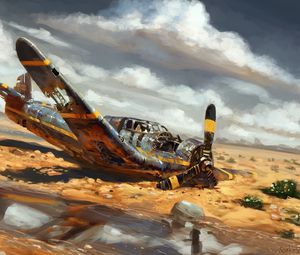 Preview wallpaper by real sonkes, crash, aviation, art, desert, plane