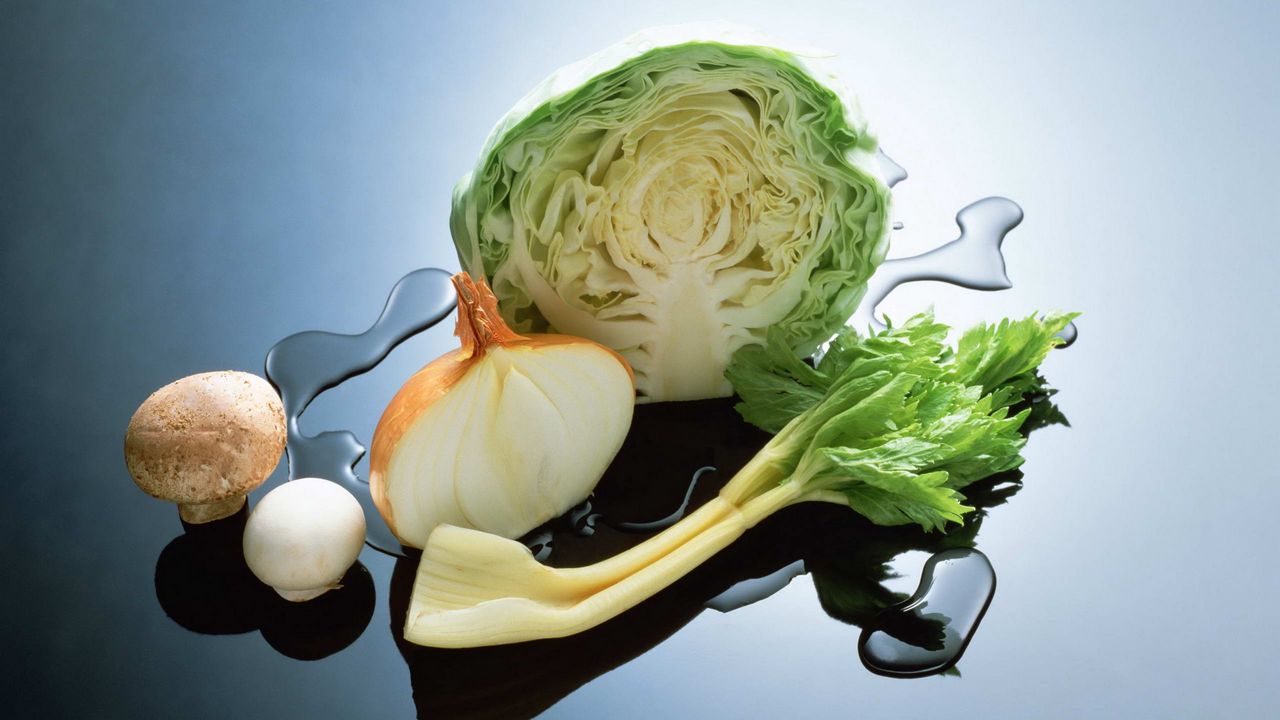 Wallpaper cabbage, onion, food, vegetables