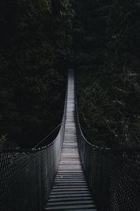Preview wallpaper cable bridge, bridge, forest, trees, dark