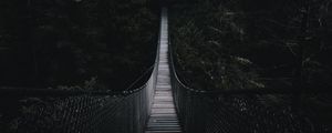 Preview wallpaper cable bridge, bridge, forest, trees, dark