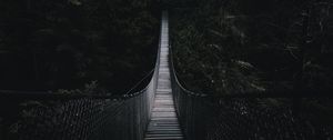 Preview wallpaper cable bridge, bridge, forest, trees, dark