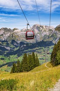 Preview wallpaper cable car, mountains, trees, landscape