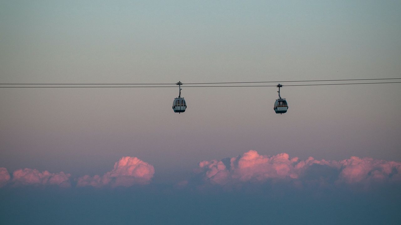 Wallpaper cableway, bridge, horizon