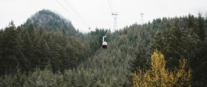 Preview wallpaper cableway, forest, trees, mountains, height