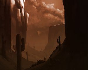 Preview wallpaper cacti, canyon, art