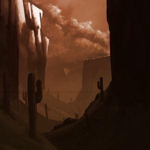 Preview wallpaper cacti, canyon, art