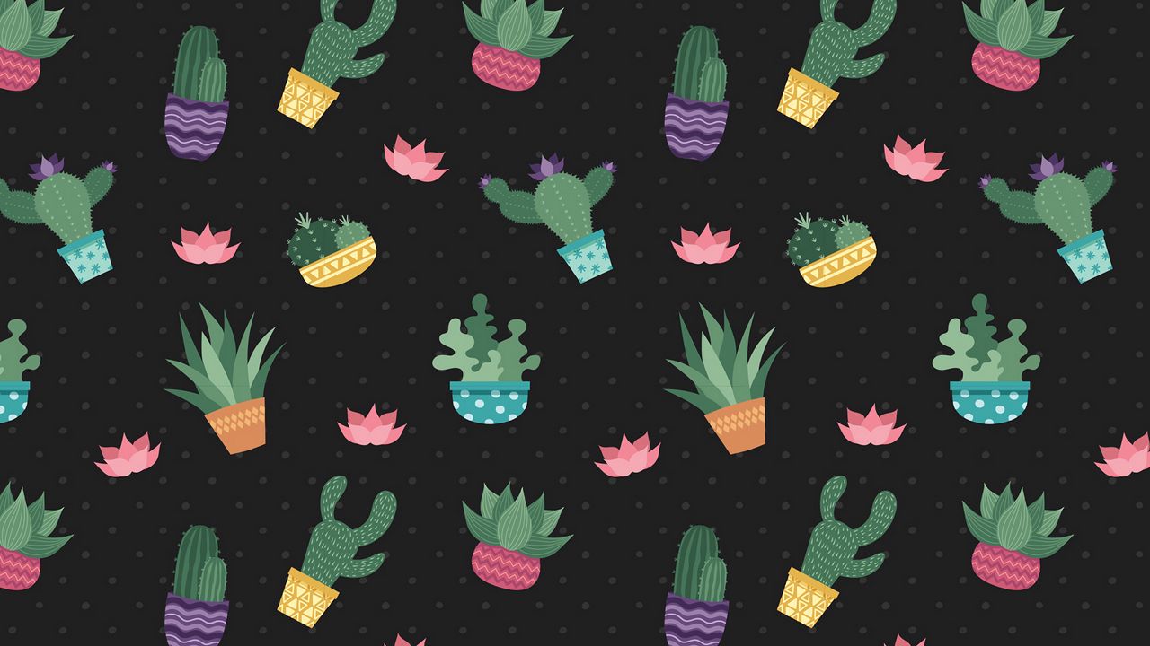 Wallpaper cacti, flowers, pattern, art