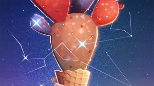 Preview wallpaper cactus, ice cream, art, flowers, stars