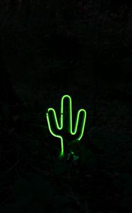 Preview wallpaper cactus, neon, dark, green