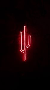 Preview wallpaper cactus, neon, light, red, darkness