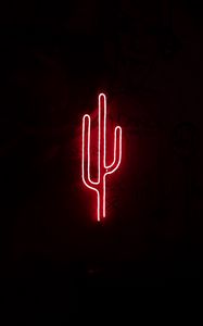 Preview wallpaper cactus, neon, light, red, darkness